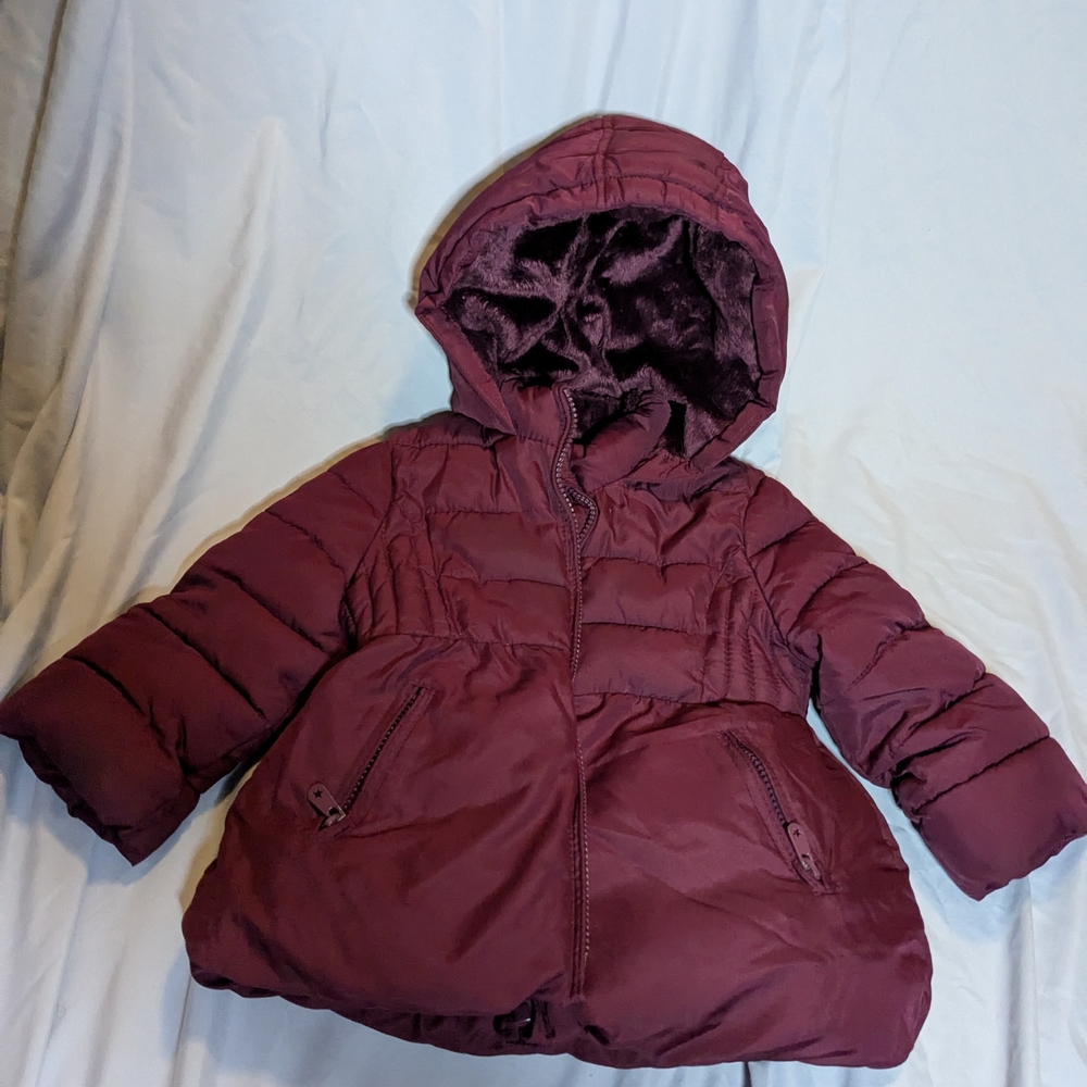 Freestyle Kids Hooded Puffer Jacket - Burgundy